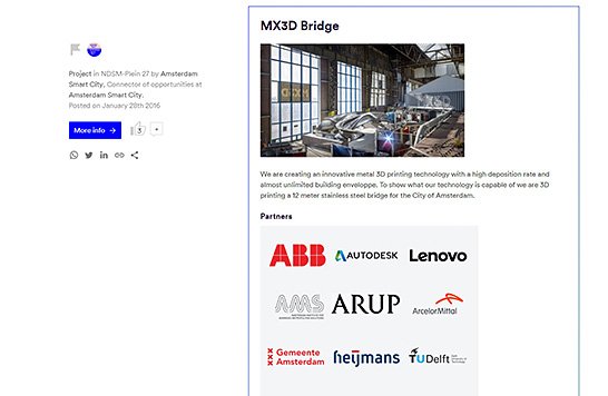 「MX3D Bridge」プロジェクト（出典：Amsterdam）　イメージ