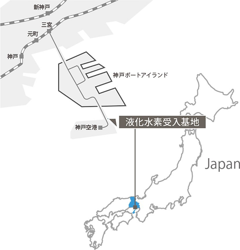 (図1)神戸空港島の液化水素貯蔵・荷役基地 Hytouch神戸(出典:HySTRA) イメージ