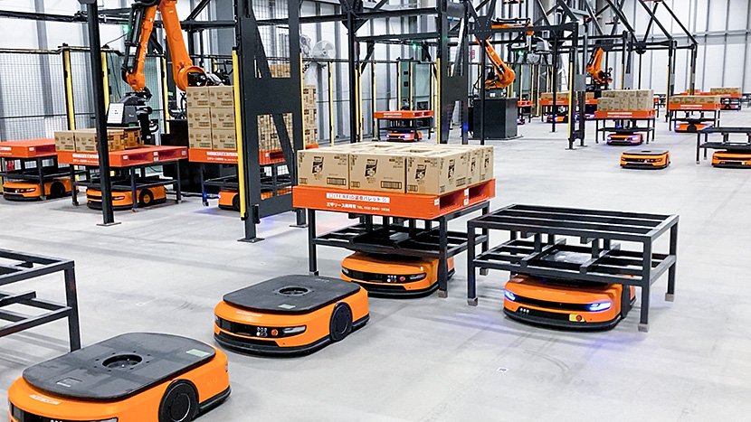 （写真1）MUJINのAI制御による荷物搬送のイメージ（出典：MUJINのプレスリリースより引用）　イメージ