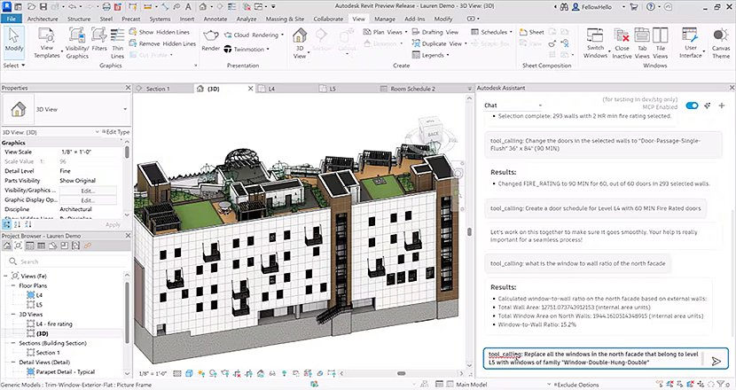 (図2)AutodeskのBIM(ビルディング・インフォメーション・モデリング)ソフトウェアに組み込まれたAutodesk Assistantのイメージ(出典:AutodeskのWebサイトより引用) イメージ