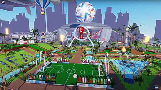 （図３）FIFAが公開したバーチャルゲーム環境「FIFA World」のイメージ（出典：FIFAのYoutube動画より）　イメージ