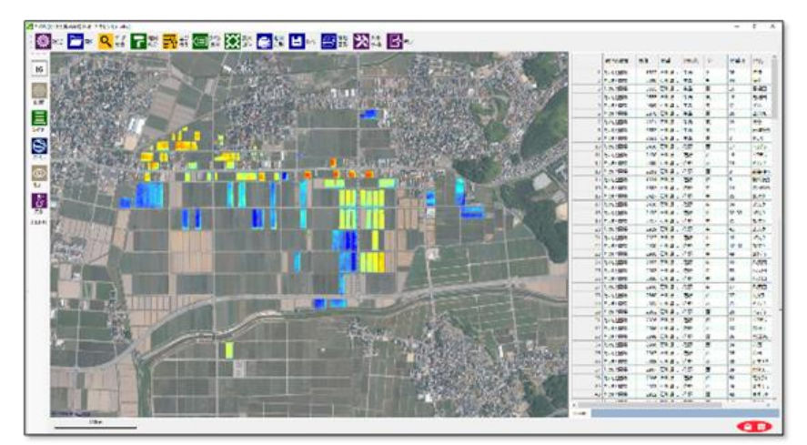 「Ｚ－ＧＩＳ」上の「天晴れ」解析結果の表示例　イメージ