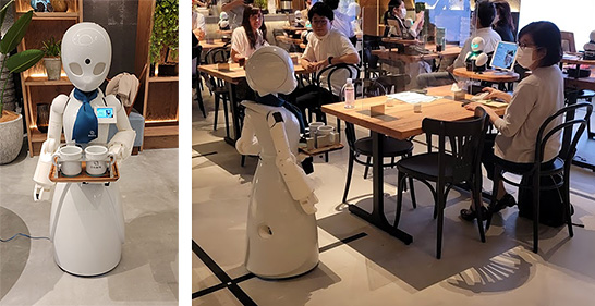 遠隔操作で人の代わりにカフェで働く分身ロボット「 OriHime-D」