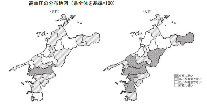 ビッグデータにより作成した高血圧の分布地図（出典：愛媛県）