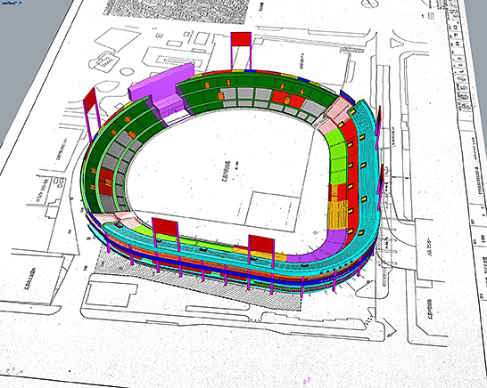 （図2）3Dモデリングツールによる球場の再現（資料提供：ホロラボ）