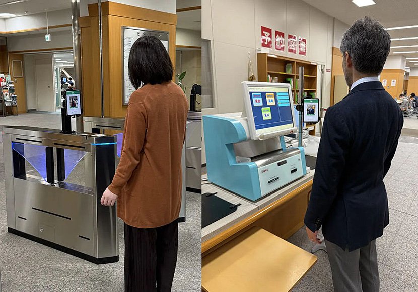 (写真1)入館ゲート(左)と自動貸出返却装置(右)(出典:大阪大学) イメージ