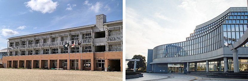 （写真3）供給対象となる市原市立ちはら台桜小学校（左）、市原市中央図書館（右）（出典：コスモ石油マーケティング）　イメージ