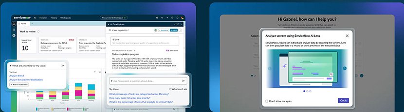 （図2）AI Data Explorer（左）とAI Lens（右）（出典：ServiceNow）　イメージ