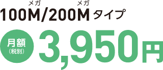 100M/200Mタイプ　月額3,950円（税別）